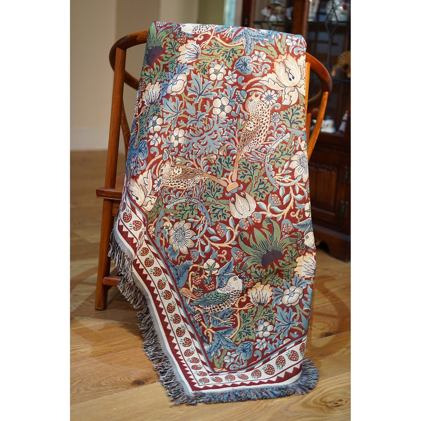 William Morris Strawberry Thief Red Throw