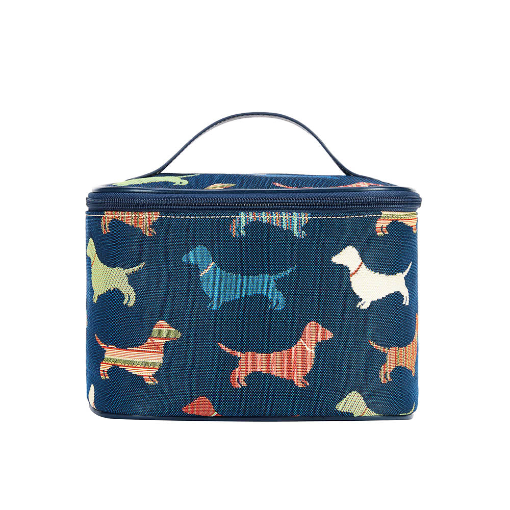 Dachshund Blue Toiletry Vanity Bag