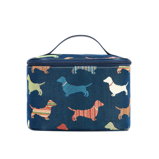 Dachshund Blue Toiletry Vanity Bag