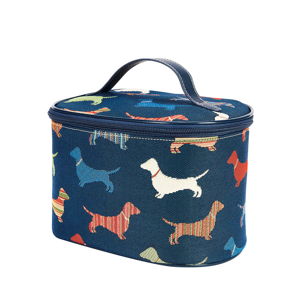 Dachshund Blue Toiletry Vanity Bag