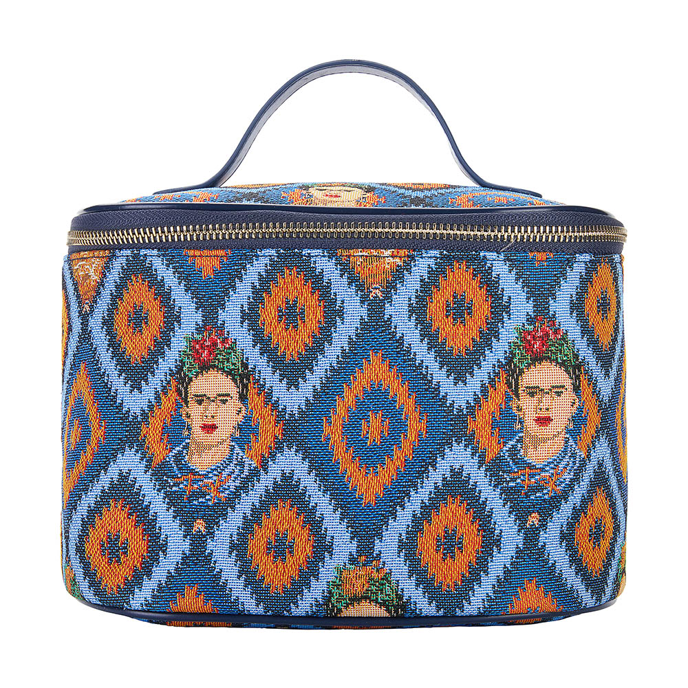 Frida Kahlo Icon Blue Toiletry Vanity Bag