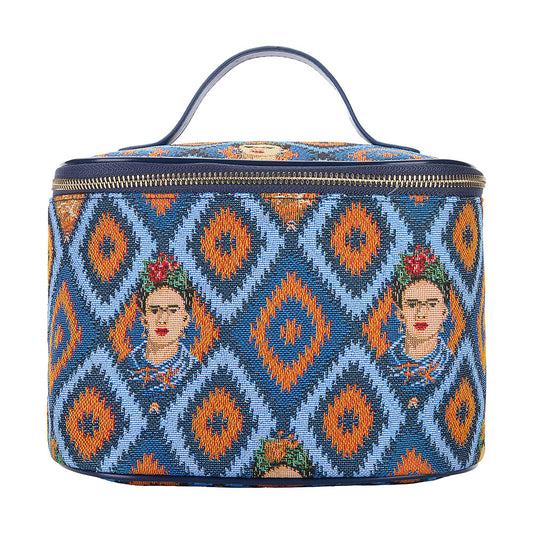 Frida Kahlo Icon Blue Toiletry Vanity Bag