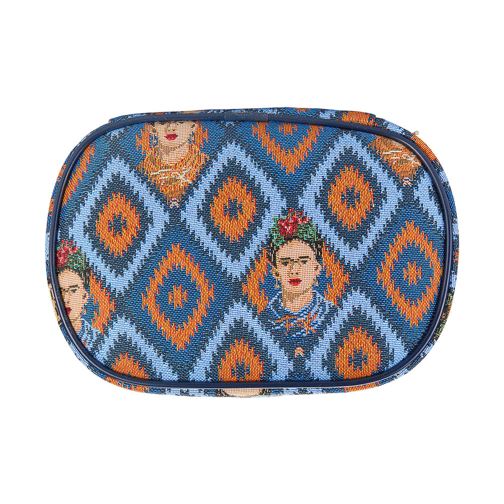 Frida Kahlo Icon Blue Toiletry Vanity Bag