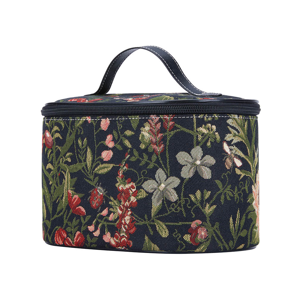 Morning Garden Black Toiletry Vanity Bag