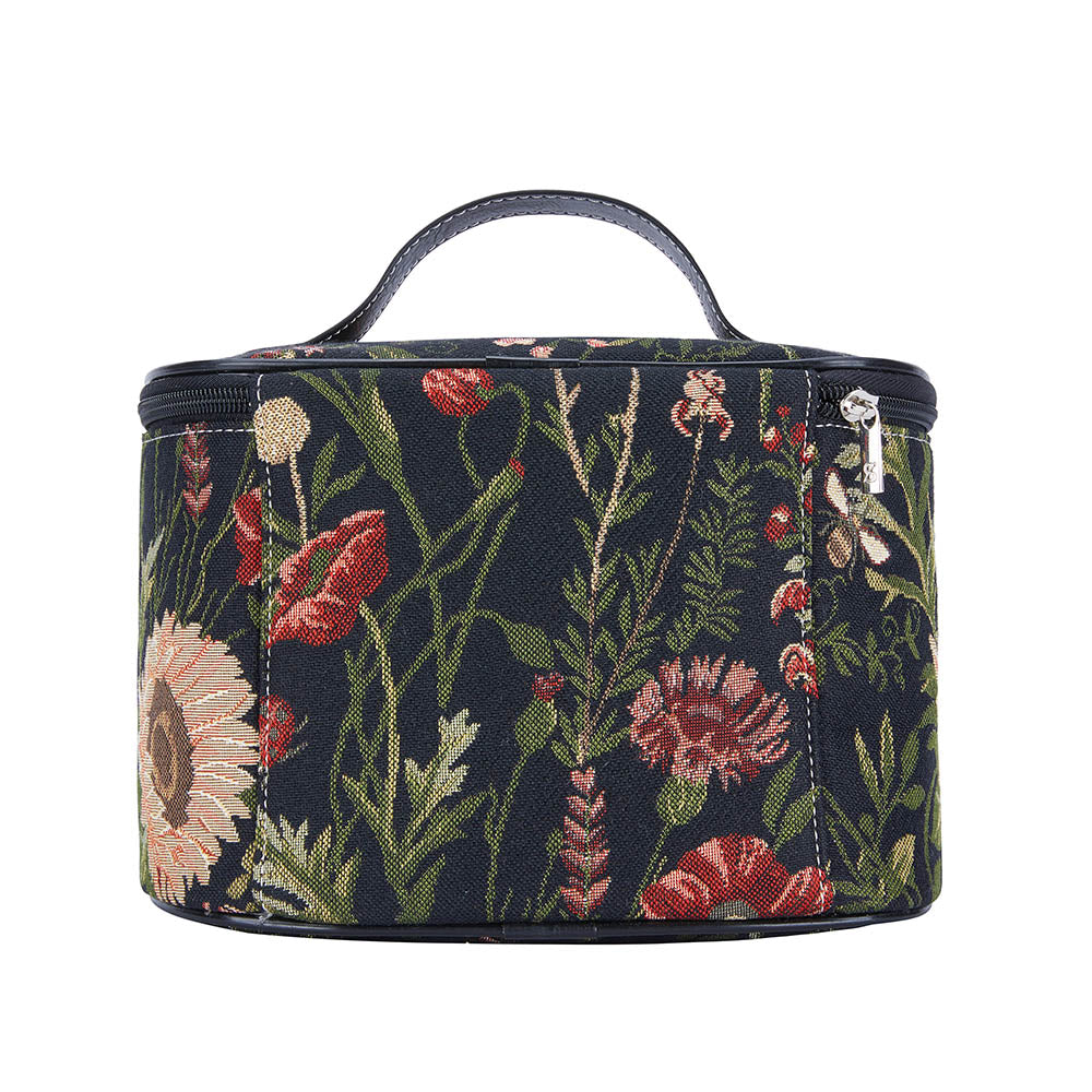 Morning Garden Black Toiletry Vanity Bag