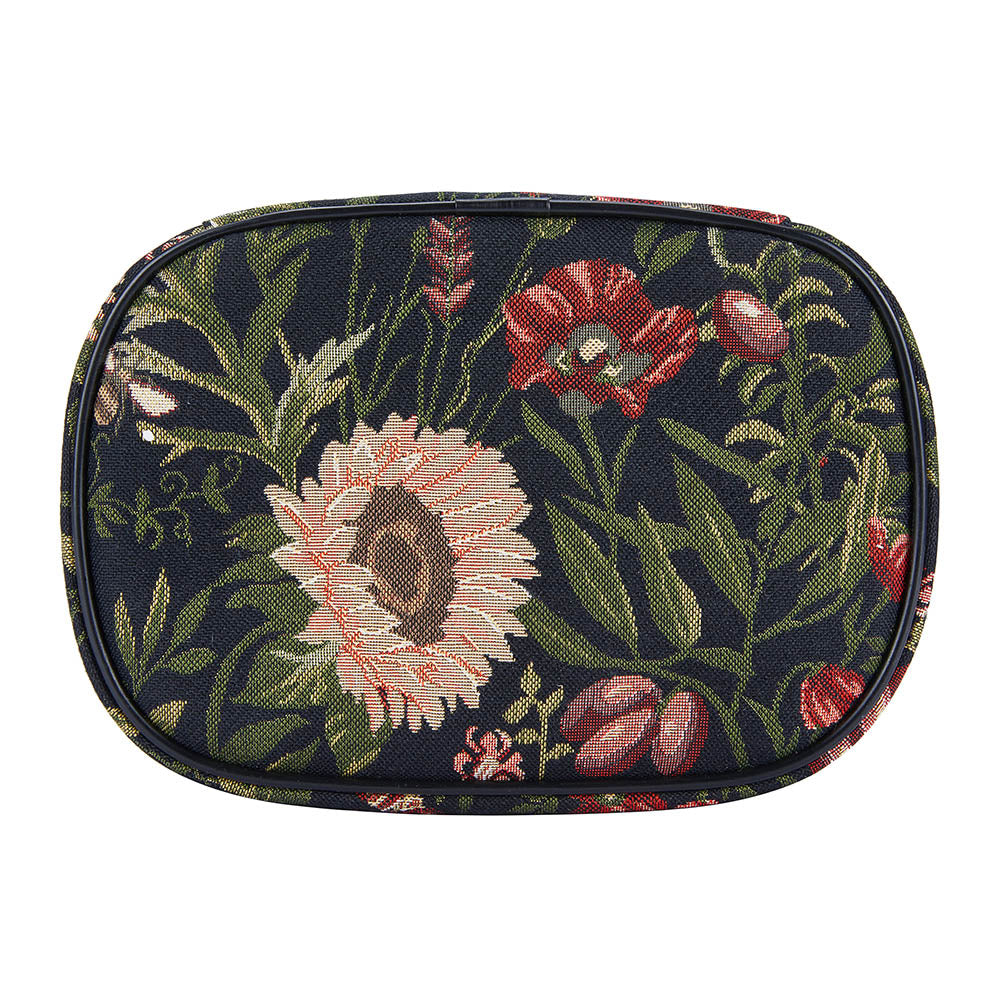 Morning Garden Black Toiletry Vanity Bag