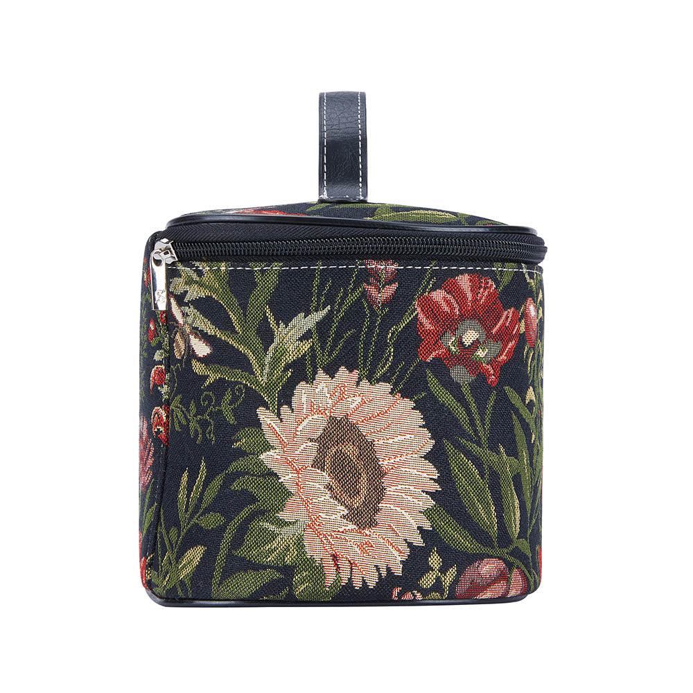 Morning Garden Black Toiletry Vanity Bag