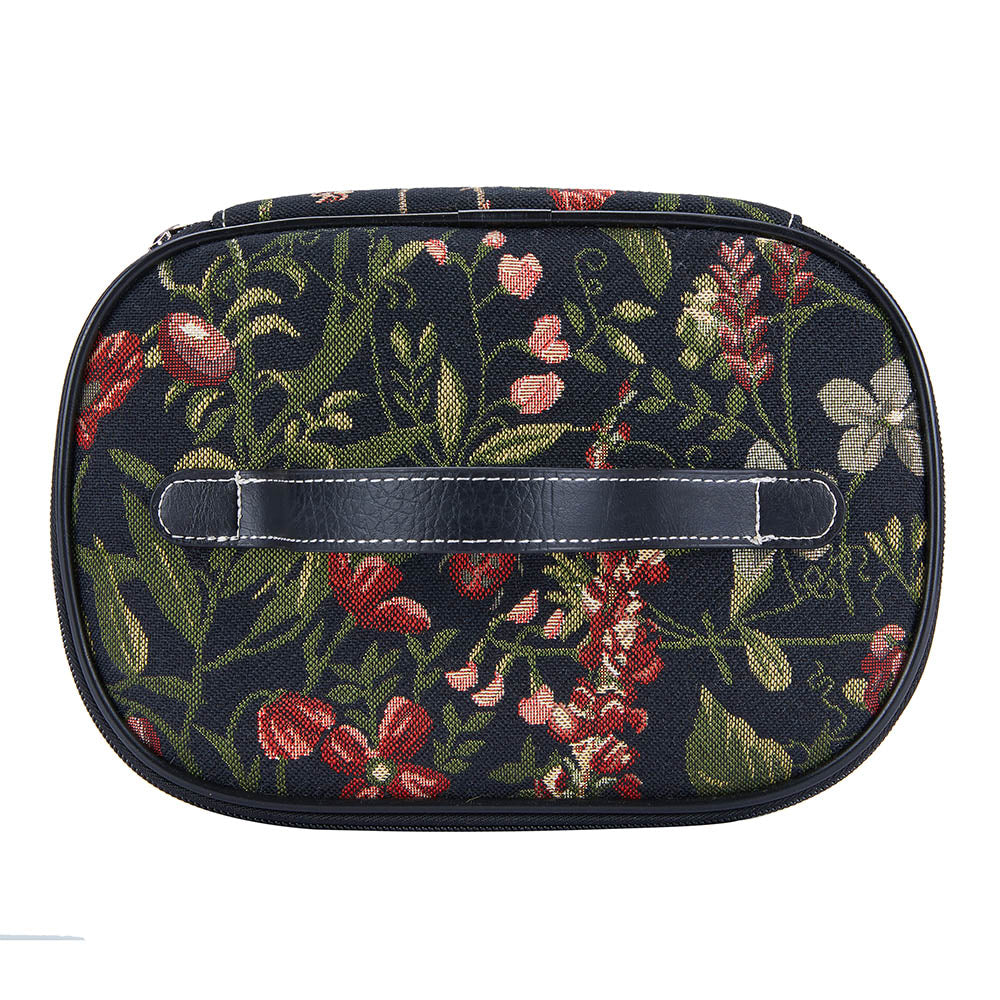 Morning Garden Black Toiletry Vanity Bag