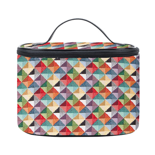 TOIL-MTRI | MULTICOLOR TRIANGLE TOILETRY VANITY TRAVEL BAG - www.signareusa.com