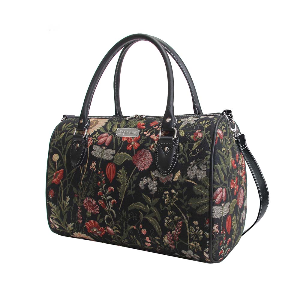 Morning Garden Black Travel Bag