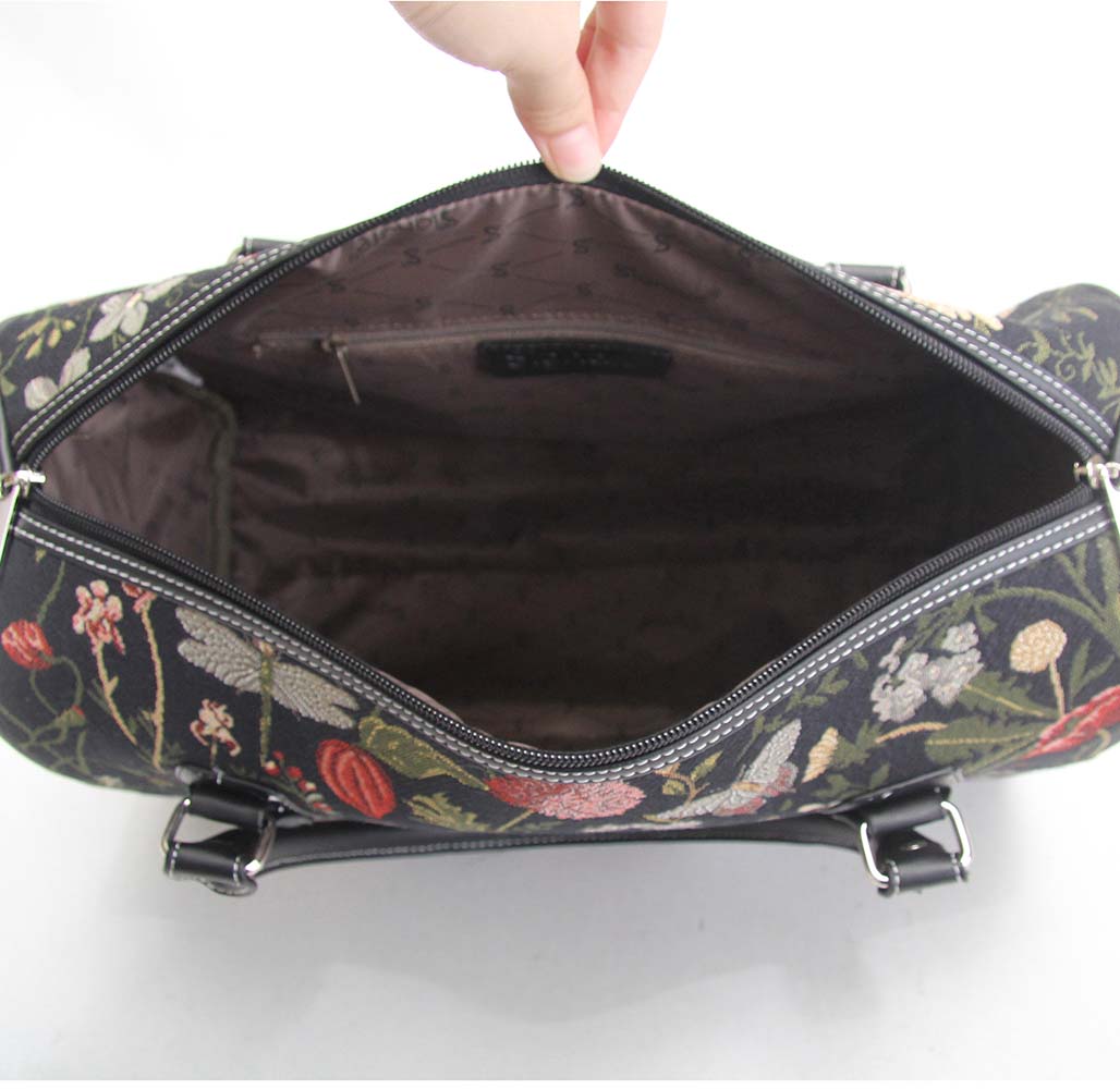 Morning Garden Black Travel Bag