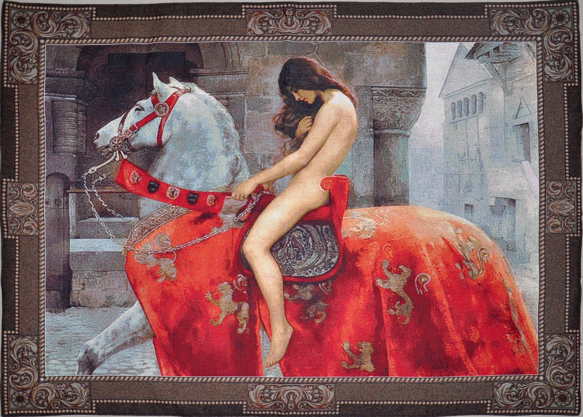 WH-GODIVA | LADY GODIVA 55 X 41 " INCH WALL HANGING TAPESTRY ART - www.signareusa.com