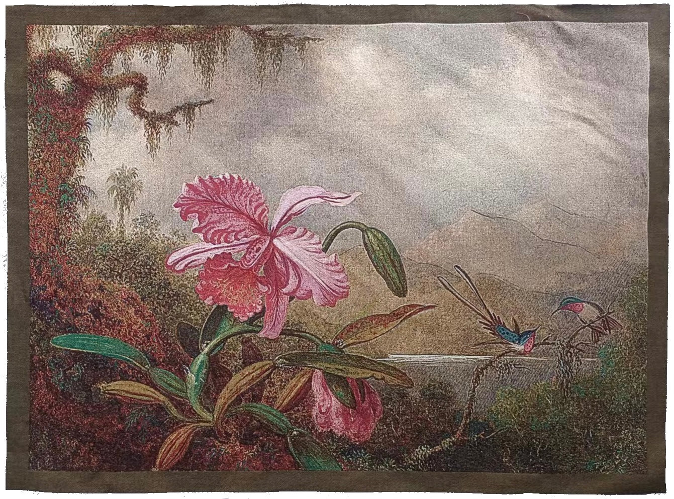 WH-MJ-ORCHIDBIRD | Martin Johnson, Orchid Hummingbird W142 x H104 CM (W56 x H41 INCH) Wall Hanging