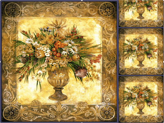 WH-POF | POT OF FLOWERS 39 X 39 " INCH WALL HANGING TAPESTRY ART - www.signareusa.com