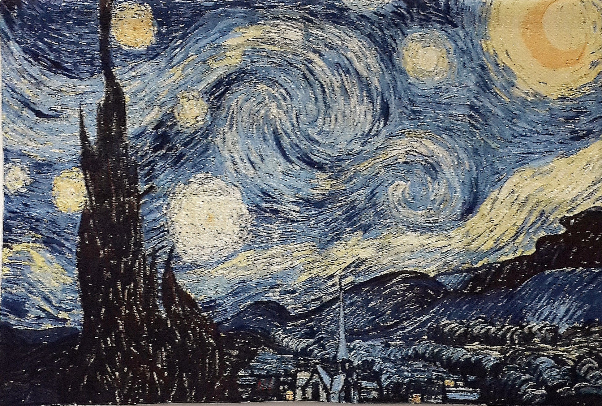 WH-VG-SN-BG | VINCENT VAN GOGH STARRY NIGHT 54 X 34 " INCH WALL HANGING TAPESTRY ART - www.signareusa.com