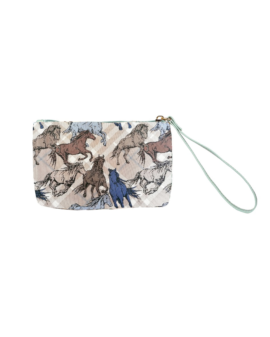 Blue Horse Wristlet Purse