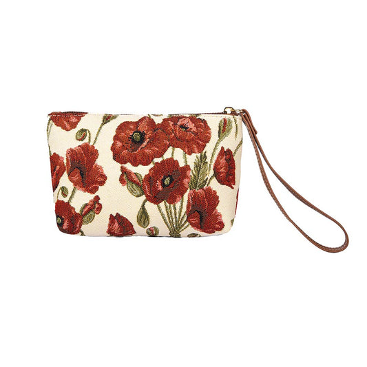 Poppy Red Floral Wristlet Purse