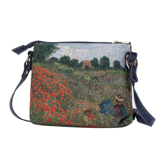 XB02-ART-CM-POPFL | CLAUDE MONET POPPY FIELD CROSS BODY BAG PURSE HANDBAG - www.signareusa.com