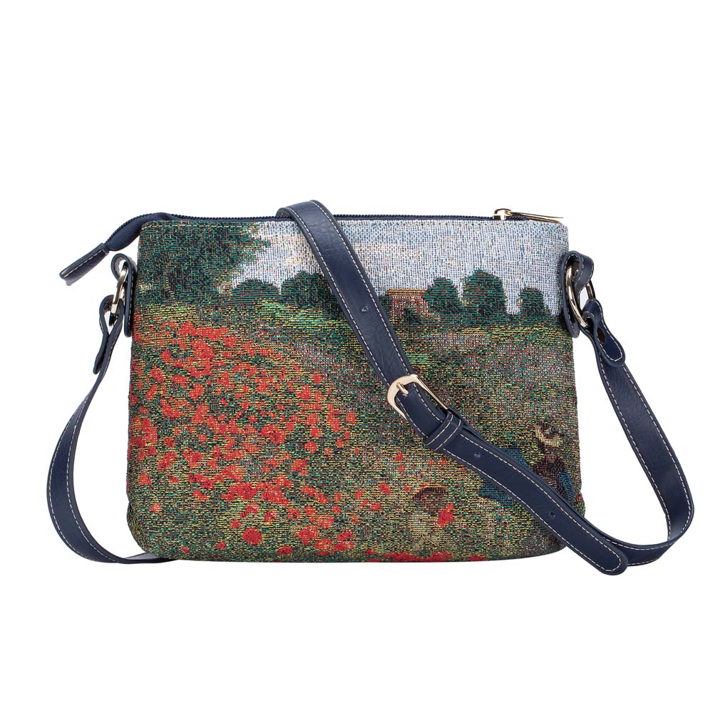 XB02-ART-CM-POPFL | CLAUDE MONET POPPY FIELD CROSS BODY BAG PURSE HANDBAG - www.signareusa.com