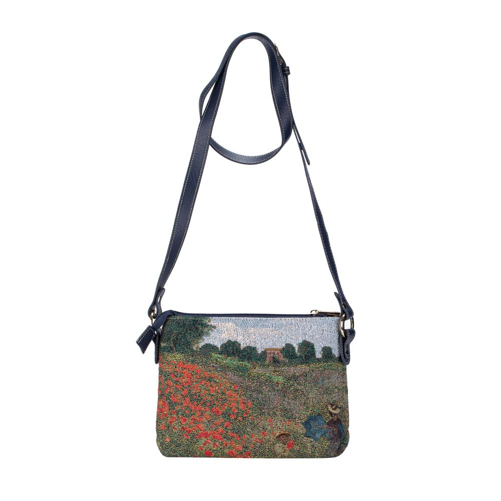 XB02-ART-CM-POPFL | CLAUDE MONET POPPY FIELD CROSS BODY BAG PURSE HANDBAG - www.signareusa.com