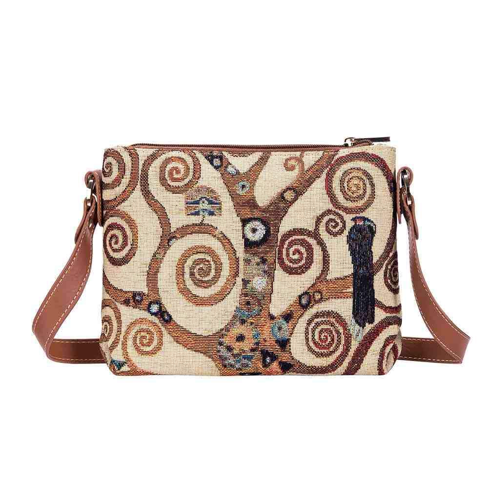 XB02-ART-GK-TREE | GUSTAV KLIMT TREE OF LIFE CROSS BODY BAG PURSE HANDBAG - www.signareusa.com