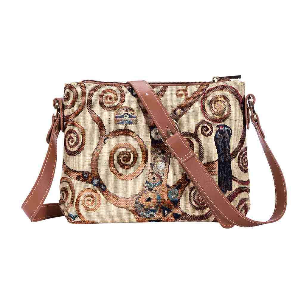 XB02-ART-GK-TREE | GUSTAV KLIMT TREE OF LIFE CROSS BODY BAG PURSE HANDBAG - www.signareusa.com