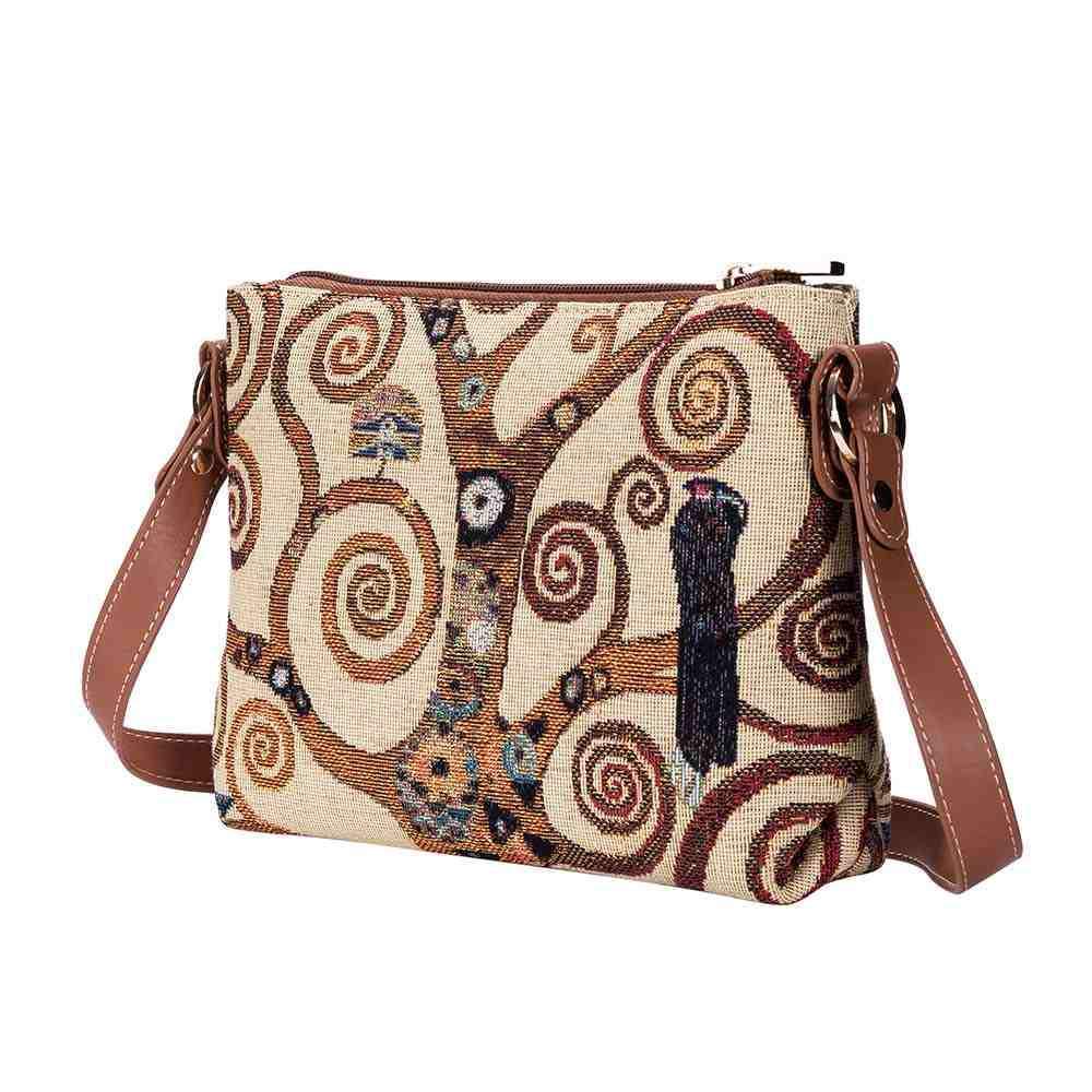 XB02-ART-GK-TREE | GUSTAV KLIMT TREE OF LIFE CROSS BODY BAG PURSE HANDBAG - www.signareusa.com