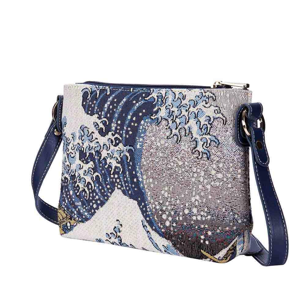 XB02-ART-JP-WAVE | HOKUSAI GREAT WAVE OFF KANAGAWA CROSS BODY BAG PURSE HANDBAG - www.signareusa.com