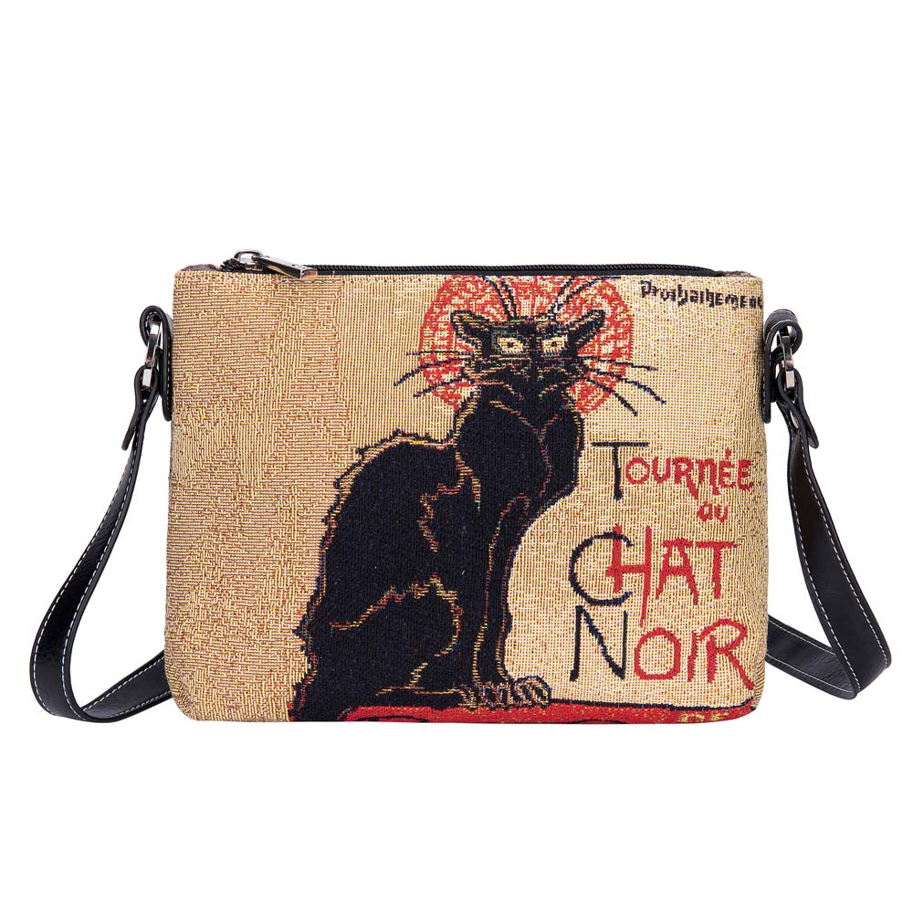 XB02-ART-TS-CHAT | THEOPHILE STEINLEN TOURNEE DU CHAT NOIR CROSS BODY BAG PURSE HANDBAG - www.signareusa.com