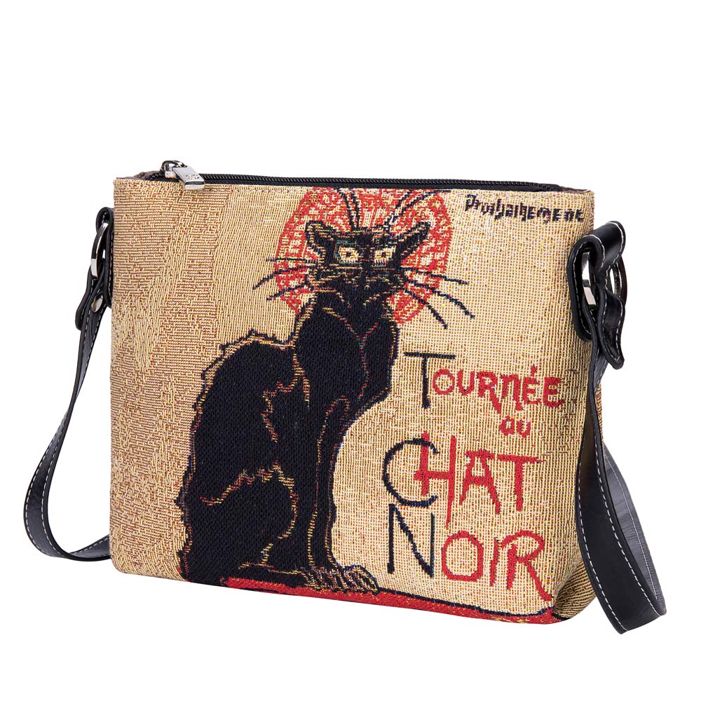 XB02-ART-TS-CHAT | THEOPHILE STEINLEN TOURNEE DU CHAT NOIR CROSS BODY BAG PURSE HANDBAG - www.signareusa.com