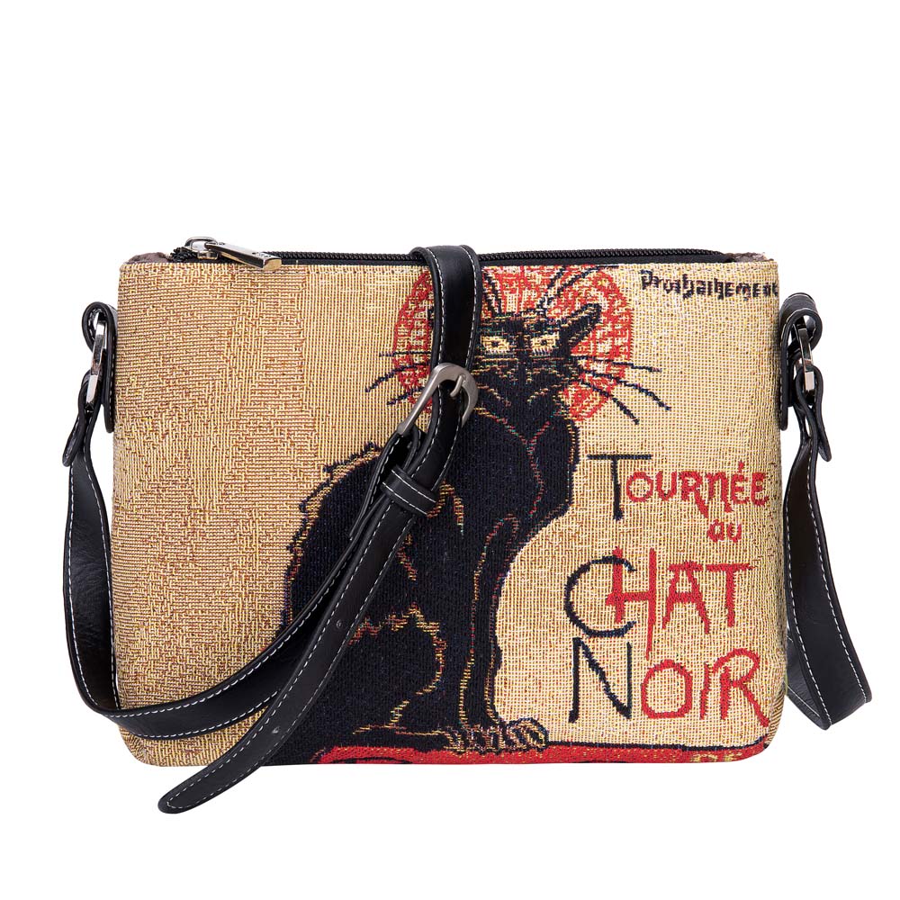 XB02-ART-TS-CHAT | THEOPHILE STEINLEN TOURNEE DU CHAT NOIR CROSS BODY BAG PURSE HANDBAG - www.signareusa.com