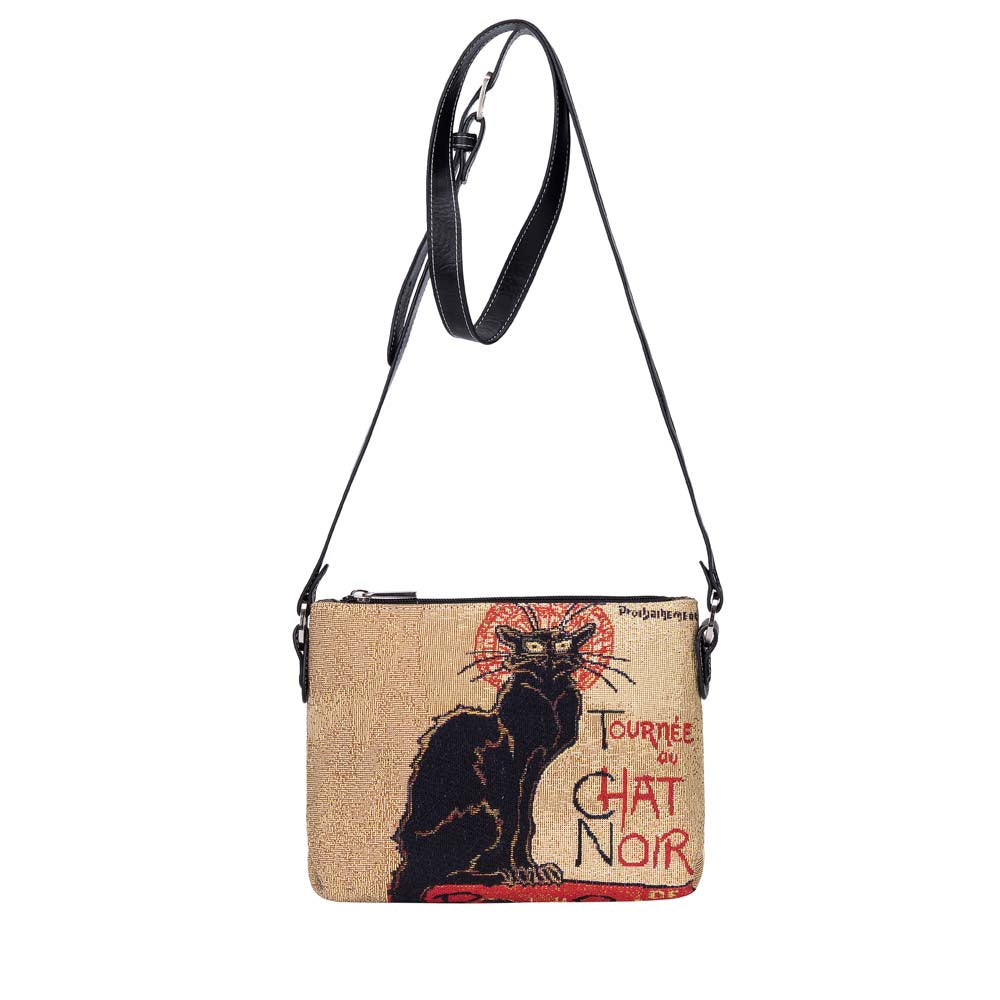 XB02-ART-TS-CHAT | THEOPHILE STEINLEN TOURNEE DU CHAT NOIR CROSS BODY BAG PURSE HANDBAG - www.signareusa.com