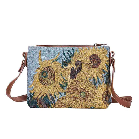 XB02-ART-VG-SUNF | VAN GOGH SUNFLOWERS CROSS BODY BAG PURSE HANDBAG - www.signareusa.com