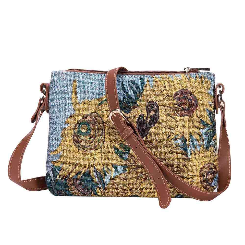 XB02-ART-VG-SUNF | VAN GOGH SUNFLOWERS CROSS BODY BAG PURSE HANDBAG - www.signareusa.com