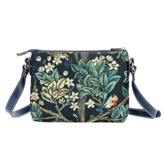 XB02-ART-WM-TLBL | WILLIAM MORRIS TREE OF LIFE BLUE CROSS BODY BAG PURSE HANDBAG - www.signareusa.com