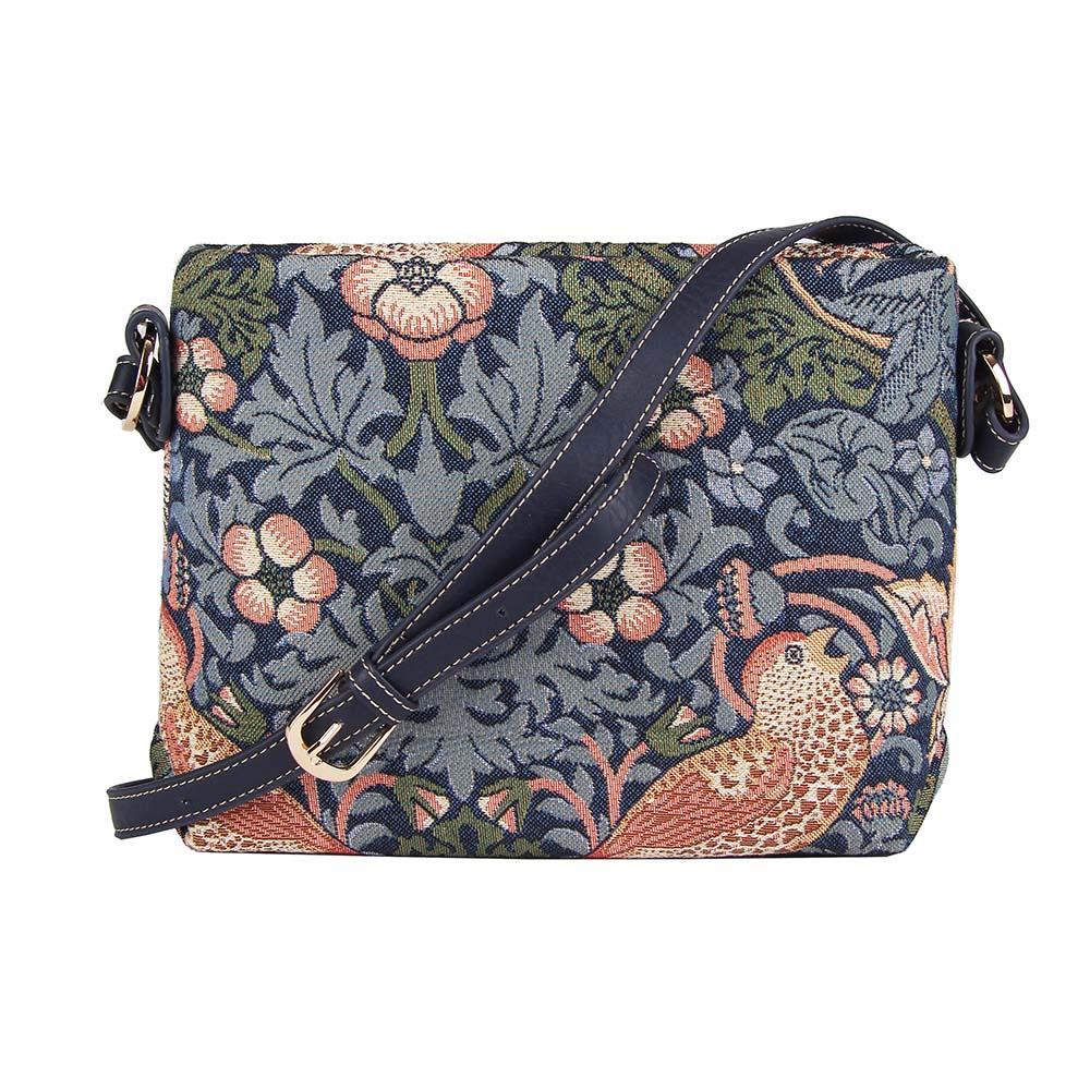 XB02-STBL | WILLIAM MORRIS STRAWBERRY THIEF BLUE CROSS BODY BAG PURSE HANDBAG - www.signareusa.com