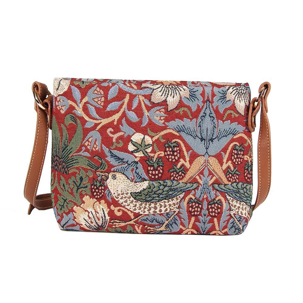 XB02-STRD | WILLIAM MORRIS STRAWBERRY THIEF RED CROSS BODY BAG PURSE HANDBAG - www.signareusa.com