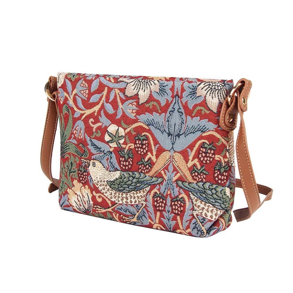 XB02-STRD | WILLIAM MORRIS STRAWBERRY THIEF RED CROSS BODY BAG PURSE HANDBAG - www.signareusa.com