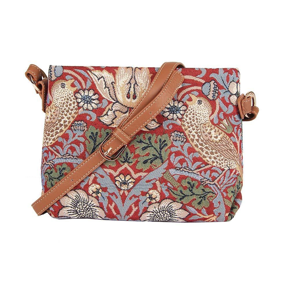 XB02-STRD | WILLIAM MORRIS STRAWBERRY THIEF RED CROSS BODY BAG PURSE HANDBAG - www.signareusa.com